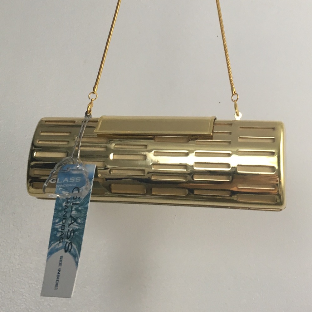 Glass handbag gold clutch